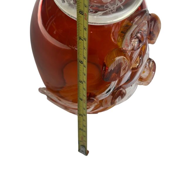 Studio Art Glass Vase Amber Swirl Applied Ribbon Abstract Signed vAB Modern 2018 - Picture 7 of 11